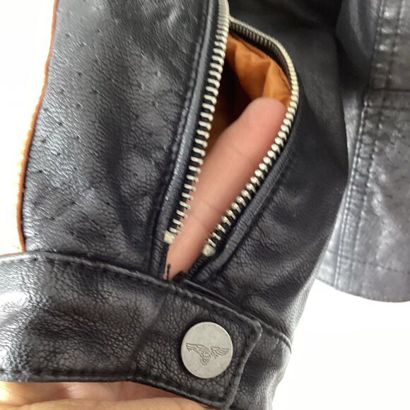 Y2K vintage WILSONS black MOTORCYCLE cafe racer XXL black jacket racing - Picture 9 of 11